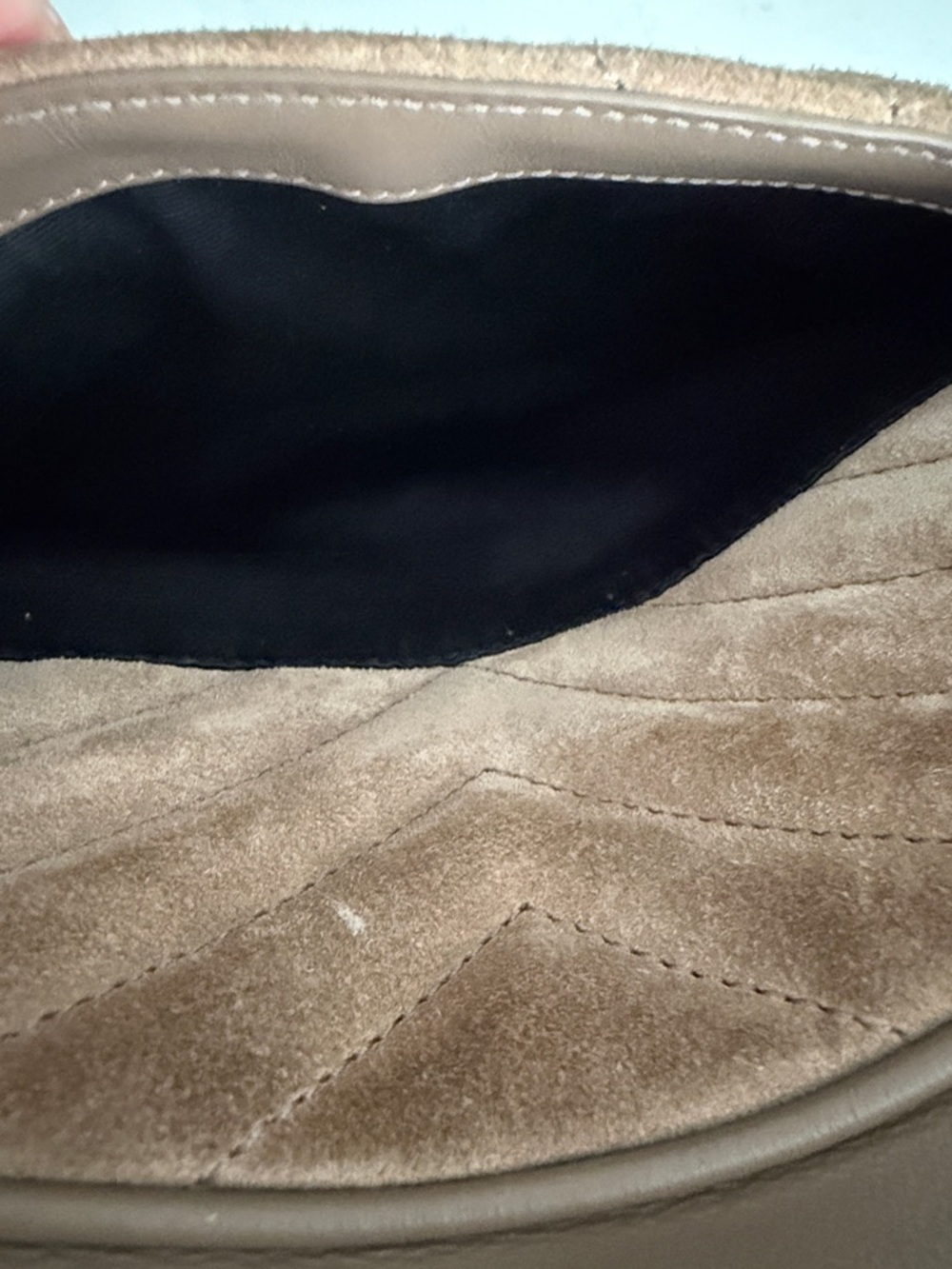 Saint Laurent Taupe Suede Quilted Crossbody with Gold YSL - Picture 7 of 9